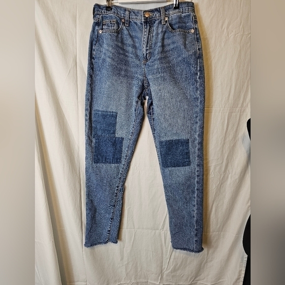 Universal Thread Boyfriend Patch Raw Hem Jeans size 2/26R - Picture 1 of 9